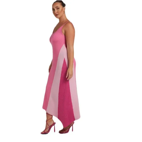 Showpo  CLAUDIA KNIT DRESS WITH GODET SIDE PANEL IN PINK - Picture 2 of 3